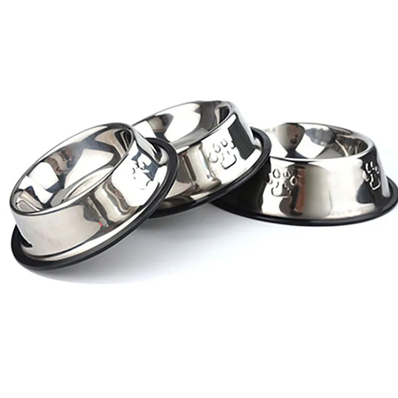 Stainless Steel Non-Slip Pet Bowl Set with Ant-Resistant Design for Dogs and Cats, Offered in 6 Sizes