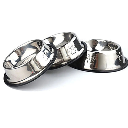 Stainless Steel Non-Slip Pet Bowl Set with Ant-Resistant Design for Dogs and Cats, Offered in 6 Sizes