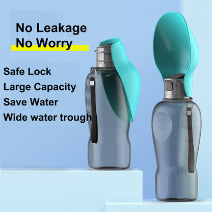 800ml Portable Dog Water Bottle - High Capacity Leakproof Foldable Drinking Bowl for Outdoor Activities