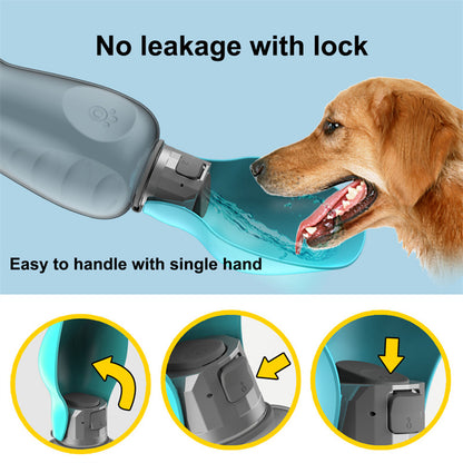 800ml Portable Dog Water Bottle - High Capacity Leakproof Foldable Drinking Bowl for Outdoor Activities
