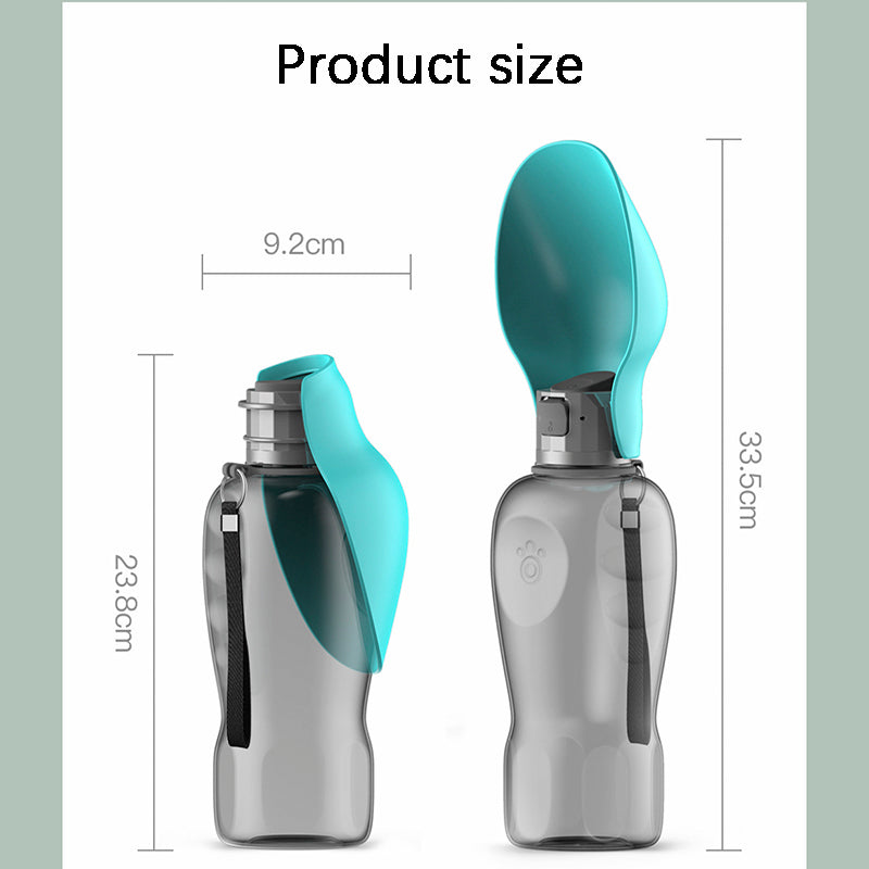800ml Portable Dog Water Bottle - High Capacity Leakproof Foldable Drinking Bowl for Outdoor Activities