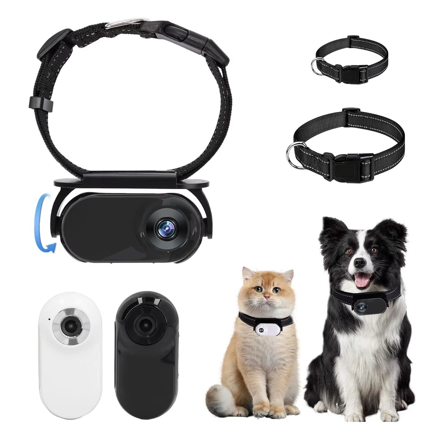 Pet Collar Camera with 120-Degree Lens and OTG Connection for Video Recording - Adjustable Magnetic Cat and Dog Outdoor Camera