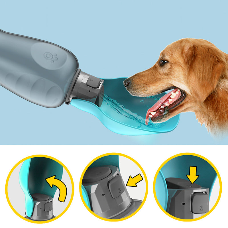 800ml Portable Dog Water Bottle - High Capacity Leakproof Foldable Drinking Bowl for Outdoor Activities