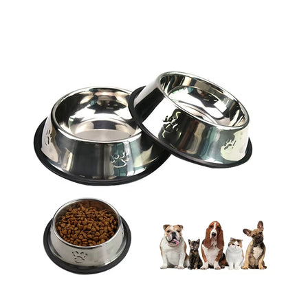 Stainless Steel Non-Slip Pet Bowl Set with Ant-Resistant Design for Dogs and Cats, Offered in 6 Sizes