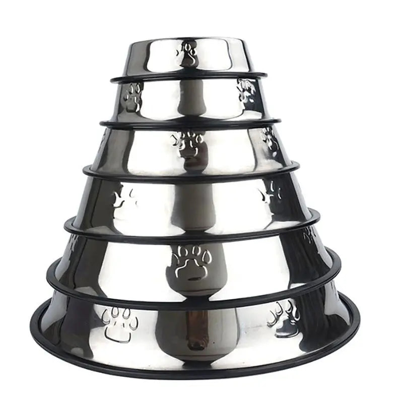 Stainless Steel Non-Slip Pet Bowl Set with Ant-Resistant Design for Dogs and Cats, Offered in 6 Sizes