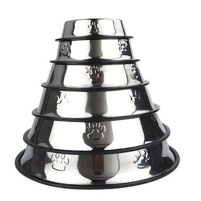 Stainless Steel Non-Slip Pet Bowl Set with Ant-Resistant Design for Dogs and Cats, Offered in 6 Sizes