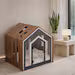 Contemporary Wooden Dog Crate Furniture with Cushioned Indoor Bed