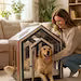 Contemporary Wooden Dog Crate Furniture with Cushioned Indoor Bed